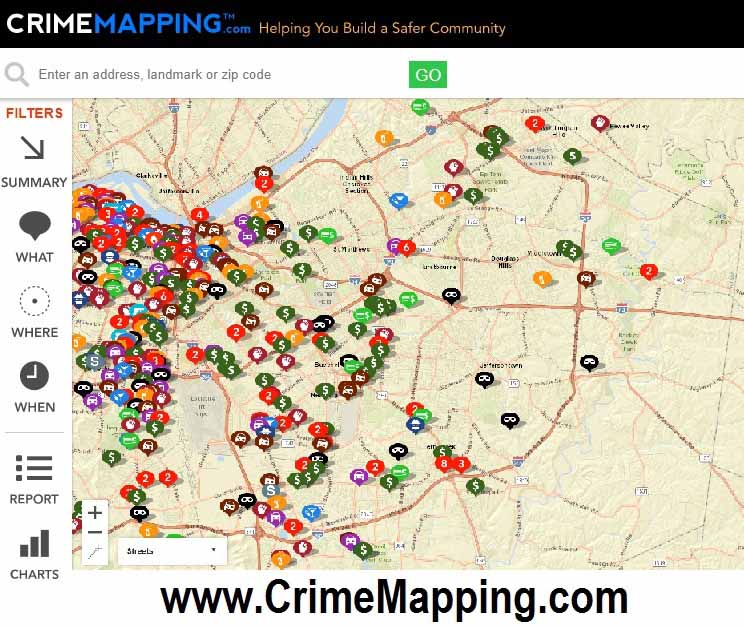 Louisville KY Crime Map at www.CrimeMapping.com
